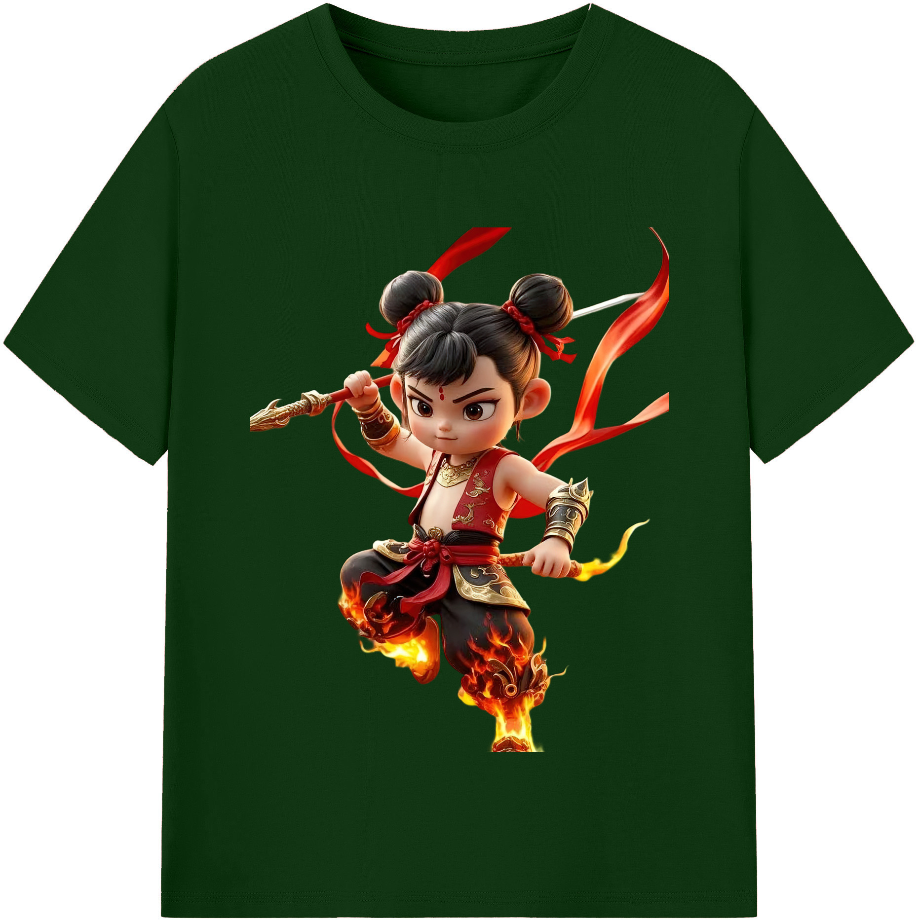 （画像用） Ne Zha 2 ナタ 魔童の大暴れ 綿100％半袖Tシャツ（フロントプリント）